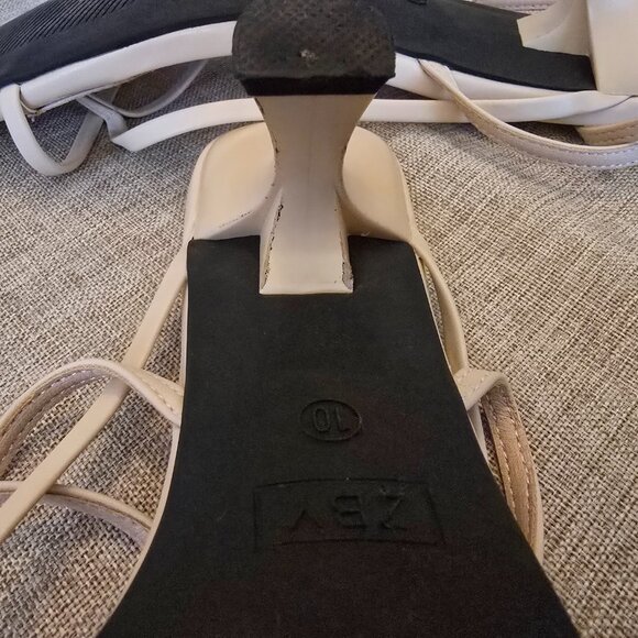 Women's Nude Thong Sandals with Ankle Strap, Size 10 - Picture 7 of 7